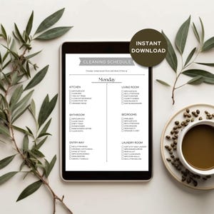 Modelo de lista de verificação de limpeza | Carta dos EUA | Editar no Canva | Cronograma de limpeza minimalista | Lista de verificação de limpeza editável