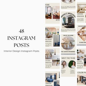 48 Editable Instagram Templates for Real Estate & Interior Design | Canva Templates for Social Media | Home Staging and Decor Marketing