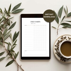 Vielseitige Habit Tracker - Printable & Digital | US Letter, A5, A4 | Ausfüllbares PDF | Planner Seiten |Habit Tracking mit Notizen | Drei Versionen