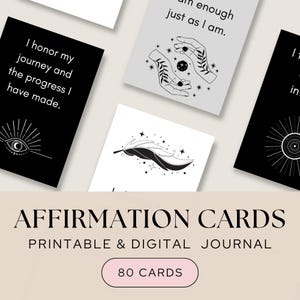 80 tarjetas de afirmación positiva para el amor propio, el crecimiento personal y la curación: baraja de cartas motivacionales para la atención plena y el bienestar, imprimible