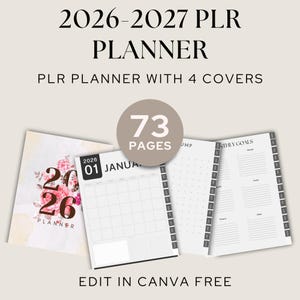 Planificador PLR 2026 / Plantilla editable de Canva + PDF imprimible / Cambio de marca + Licencia de reventa