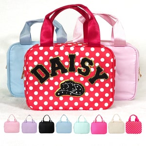 Sac boîte à lunch personnalisé Boîte à lunch personnalisée avec écussons Sac à lunch en nylon chenille pour écoliers avec lettre Glacière isolée pour la rentrée des classes Bento