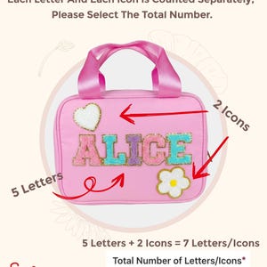 Personalized Lunch Box Bag Custom Lunchbox with Patches School Kids Nylon Chenille Letter Lunch Bag Insulated cooler Back to School Bento image 11