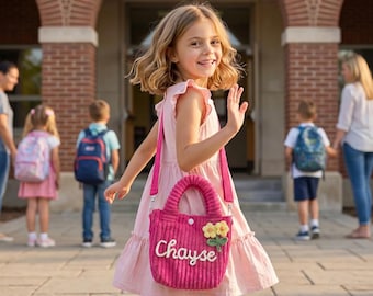 Sac à bandoulière personnalisé pour enfant avec nom Sac à main personnalisé pour tout-petit, cadeau d'anniversaire pour fille, mini sac monogramme pour enfant, premier sac à main, cadeau pour enfant fille