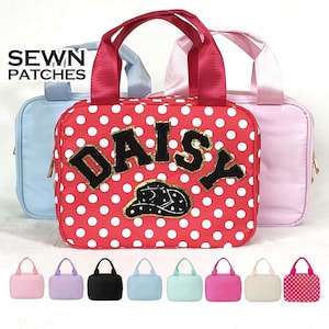 Personalized Lunch Box Bag Custom Lunchbox with Patches School Kids Nylon Chenille Letter Lunch Bag Insulated cooler Back to School Bento
