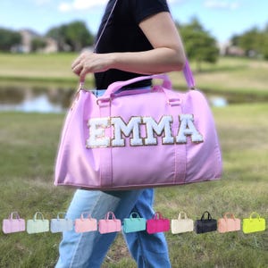 Seesack Genäht Patches Personalisierte Nylon Seesack Chenille Brief Patch Benutzerdefinierte Overnight Bag Reisewochenende Sporttasche Anpassbare