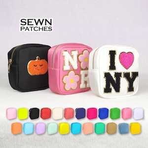 Sewn Patches Small Cosmetic Bag Personalized Makeup Nylon Bag Custom Pouch Chenille Patch Customized Travel Case Toiletry spf Bag Bride Gift