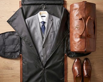 Leather Garment Duffle Bag Personalized Groomsmen Convertible Suit Duffel Shoe Compartment Custom Men's Travel Graduation Father’s Day Gifts
