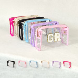 Klare Kosmetiktasche Personalisierte Patches Kulturtasche Reisetasche Nylon Reißverschluss Make-up Beutel Individuelle Chenille Patch Buchstaben Brautjungfer Geschenk