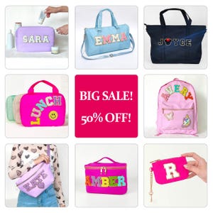 Personalized Lunch Box Bag Custom Lunchbox with Patches School Kids Nylon Chenille Letter Lunch Bag Insulated cooler Back to School Bento image 15