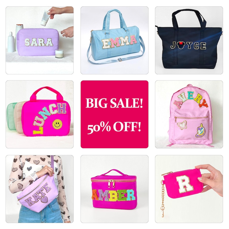 Personalized Lunch Box Bag Custom Lunchbox with Patches School Kids Nylon Chenille Letter Lunch Bag Insulated cooler Back to School Bento image 15