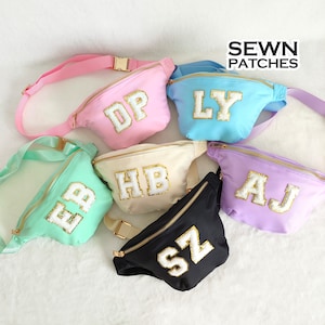 Personalisierte Nylon Fanny Pack Tasche Individuelle Beutel Chenille Patch Reisetasche Gürteltasche mit Patches Crossbody Bag Geschenk