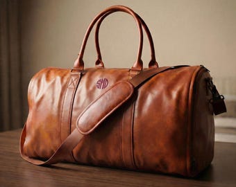 Personalized Leather Garment Duffle Bag Mens Convertible Suit Travel Shoe Compartment Custom Wedding Groomsmen Graduation Father’s Day Gifts