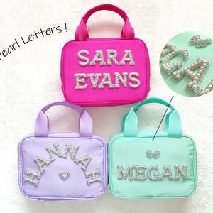 Lunchtas met parelletters Gepersonaliseerde lunchbox op maat met patches Schoolkinderen nylon lunchtas met chenilleletters Geïsoleerde koeler Terug naar school