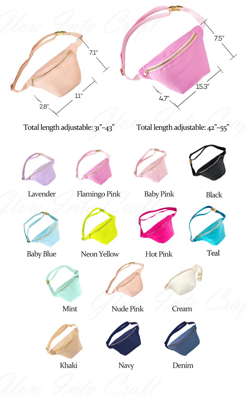 Custom Jumbo Fanny Pack Small Fanny Pack Sewn on Chenille Patches Personalized Nylon Waist Pack Kids Adult Small Extra Large XL Belt Bag image 9