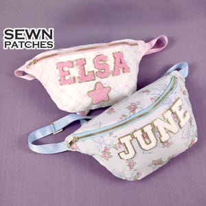 Personalisierte Jumbo Fanny Pack Individuell aufgenähte Chenille Patches Nylon XL Größe Fanny Pack X-Large Muster Gürtel Brust Crossbody Bag Hüfttasche