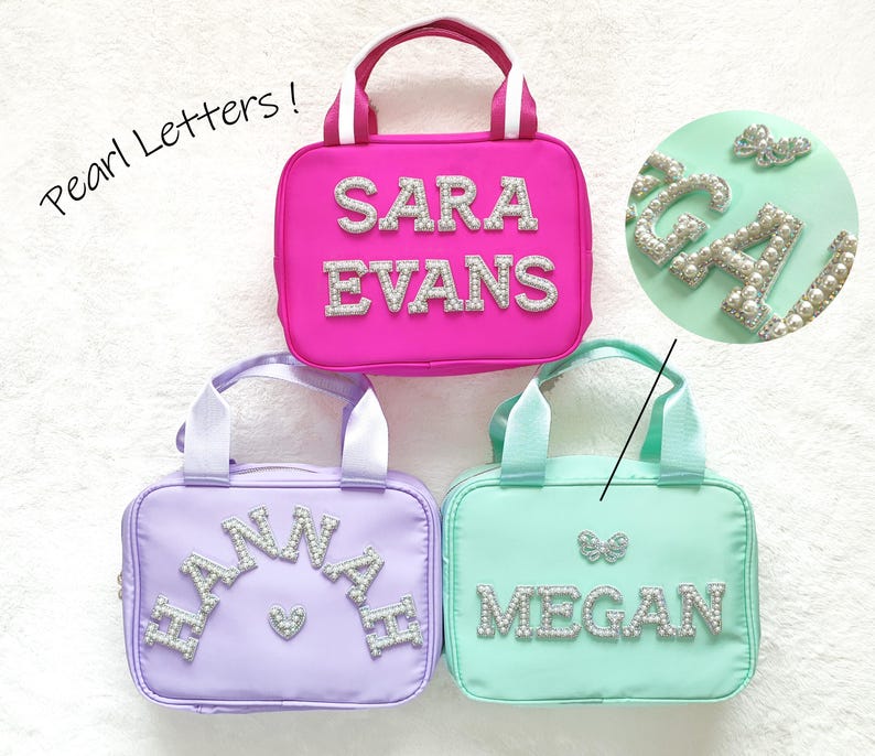 Personalized Lunch Box Bag Custom Lunchbox with Patches School Kids Nylon Chenille Letter Lunch Bag Insulated cooler Back to School Bento image 6