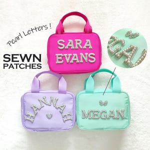 Pearl Letters Lunch Bag Personalized Custom Lunchbox with Patches School Kid Nylon Chenille Letter Lunch Bag Insulated cooler Back to School