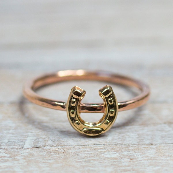 Reserved for Cynthia - Solid 14K Gold Horseshoe Stack Ring, Handmade Horseshoe Ring Rose Gold