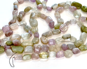 Loose Natural Kunzite Gemstone Beads Pink Green Nugget Shape