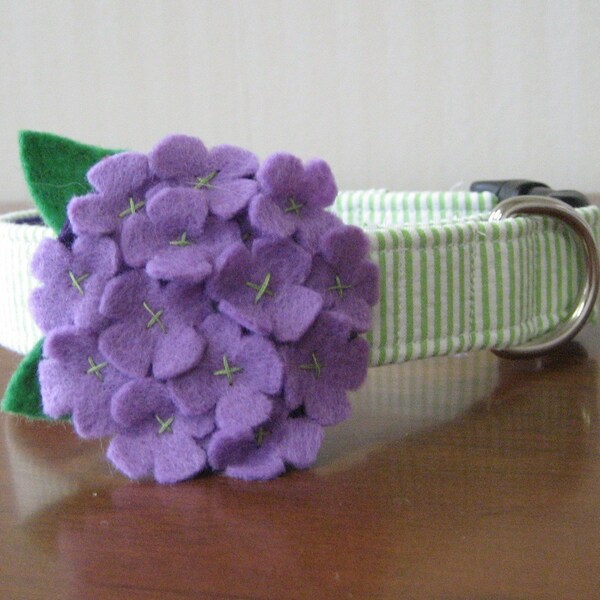 Hydrangea Seersucker Custom Dog Collar