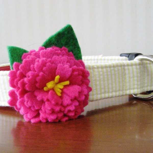 Peony Seersucker Custom Dog Collar
