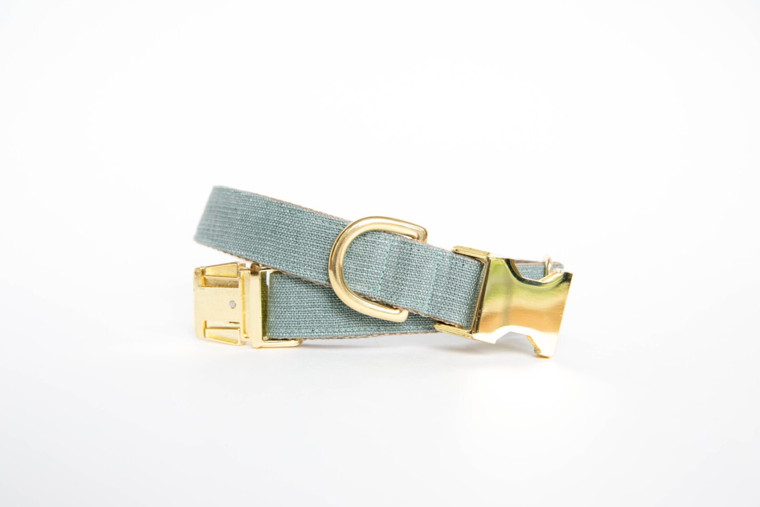 Washed Linen Dog Collar Slate Blue Etsy