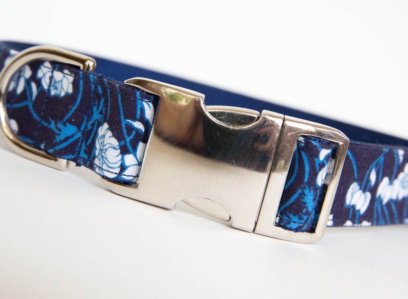 Dog Collar Indigo Floral Etsy