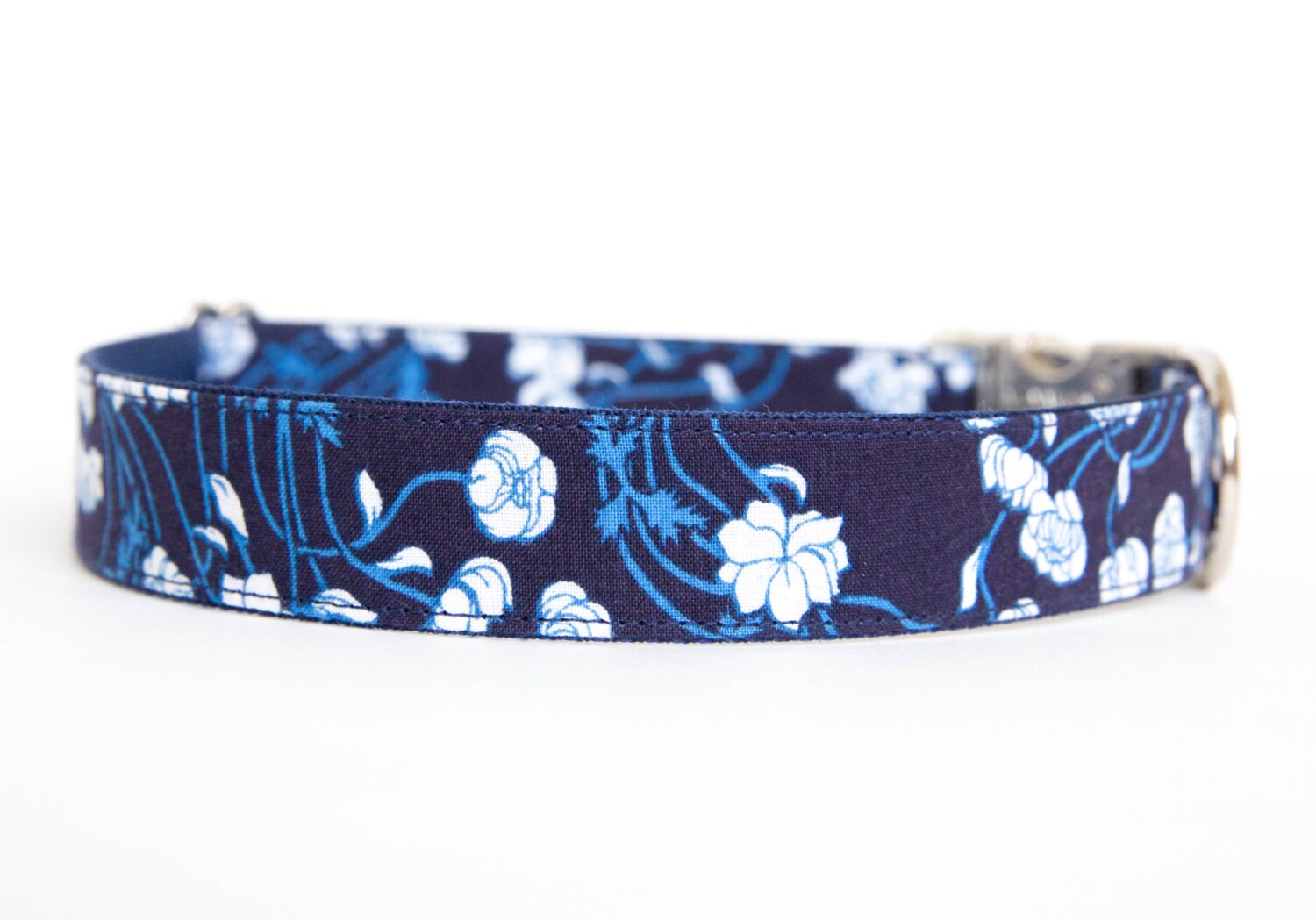 Dog Collar Indigo Floral Etsy