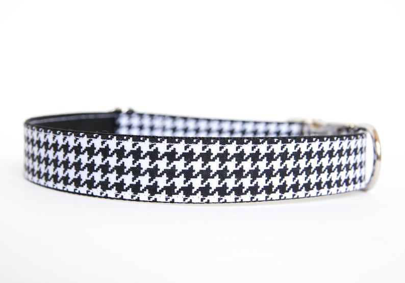 Dog Collar Black and White Houndstooth university of Etsy