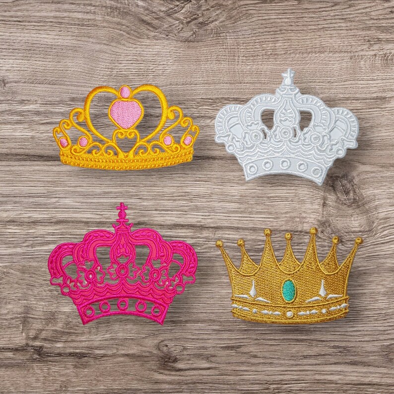 Crown Iron on Sew on Full Embroidered Patch Appliqués Badge