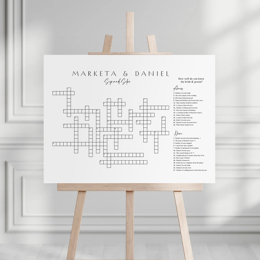 Customizable Printable Crossword Puzzle Perfect for Gifts and Parties