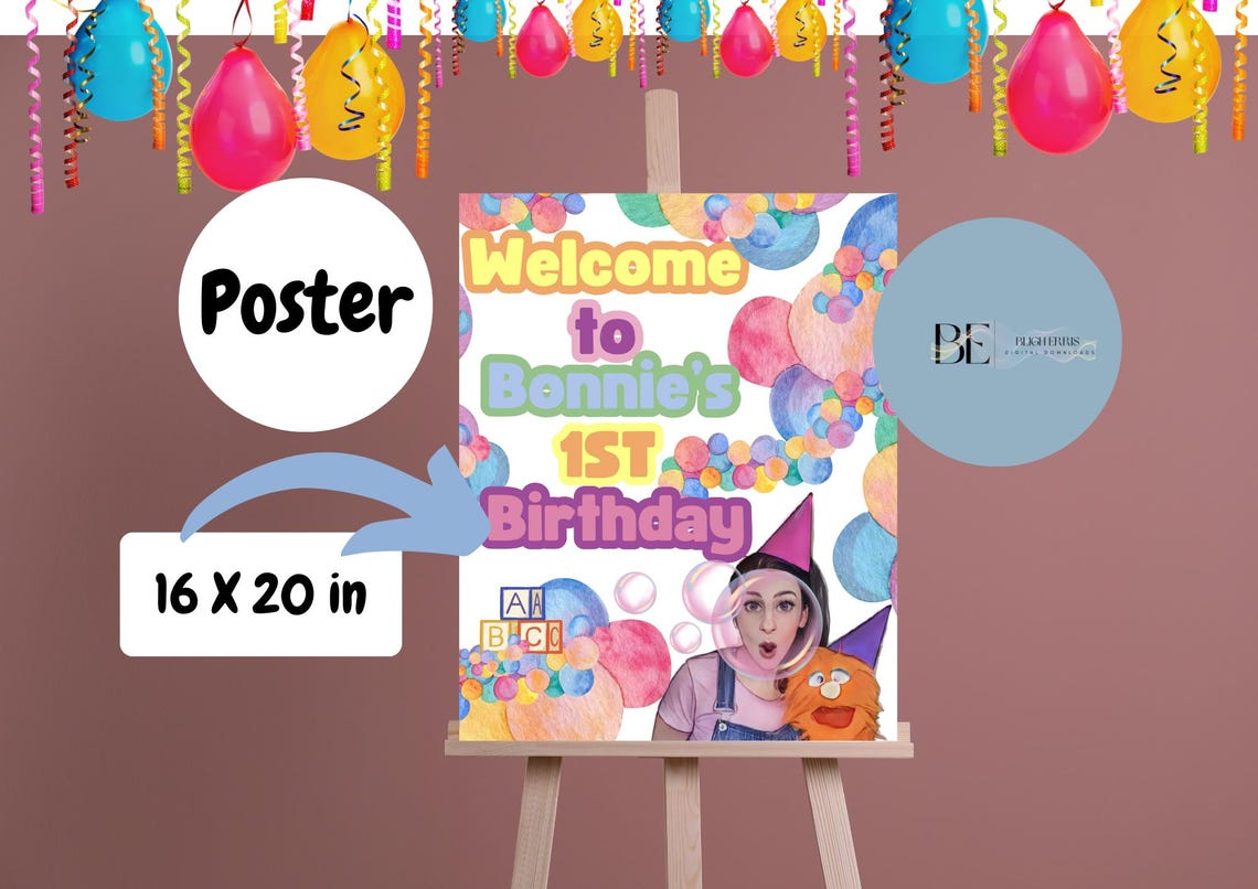 Ms Rachel Birthday Party Invitation Bundle, Thankyou for Coming Tags ...