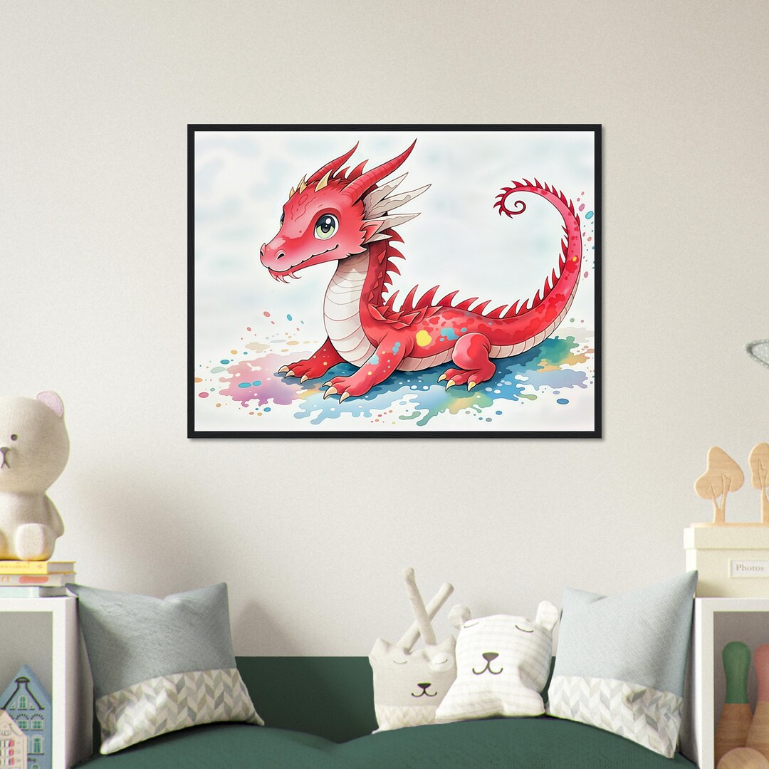 Colorful Dragon Canvas Print - Fantasy Kids Room Wall Art - Mythical ...