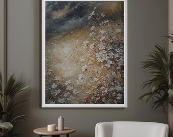White Flowers Canvas Print - Impressionist Floral Wall Art - Peaceful Botanical Decor - Bedroom Living Room - Gift for Her