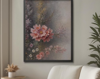 Pastel Pink Flower Canvas Print - Romantic Floral Wall Art - Impressionist Botanical - Feminine Bedroom - Gift for Her