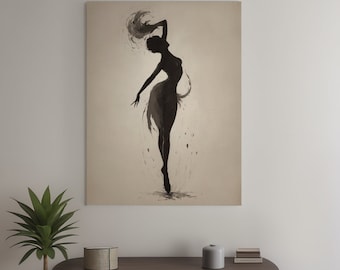 Ballerina Silhouette Canvas Print - Ballet Wall Art - Dance Studio Decor - Teen Girl Bedroom Art - Ballet Recital Gift for Dancer