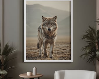 Lone Wolf Canvas Print - Wildlife Photography Wall Art - Hunting Lodge Cabin Decor - Grey Wolf Portrait - Fathers Day Gift for Him