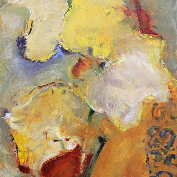 ORIGINAL FLORAL ABSTRACT Painting "Nigh" Acrylic on 16" x 20" canvas Contemporary Art by Elizabeth Chapman