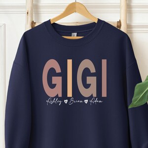 Personalized Gigi Sweatshirt with Grandkids Names: Custom Grandma Gift