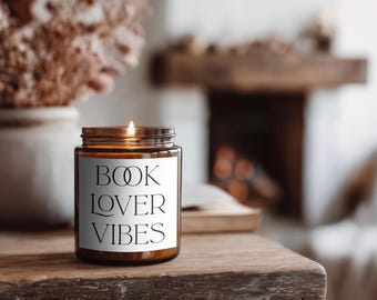 Personalized Candle | Coconut-Soy Wax | Candle Gift | Hand-Poured | Clean Burn | Vibes Collection -Book Lover Vibes