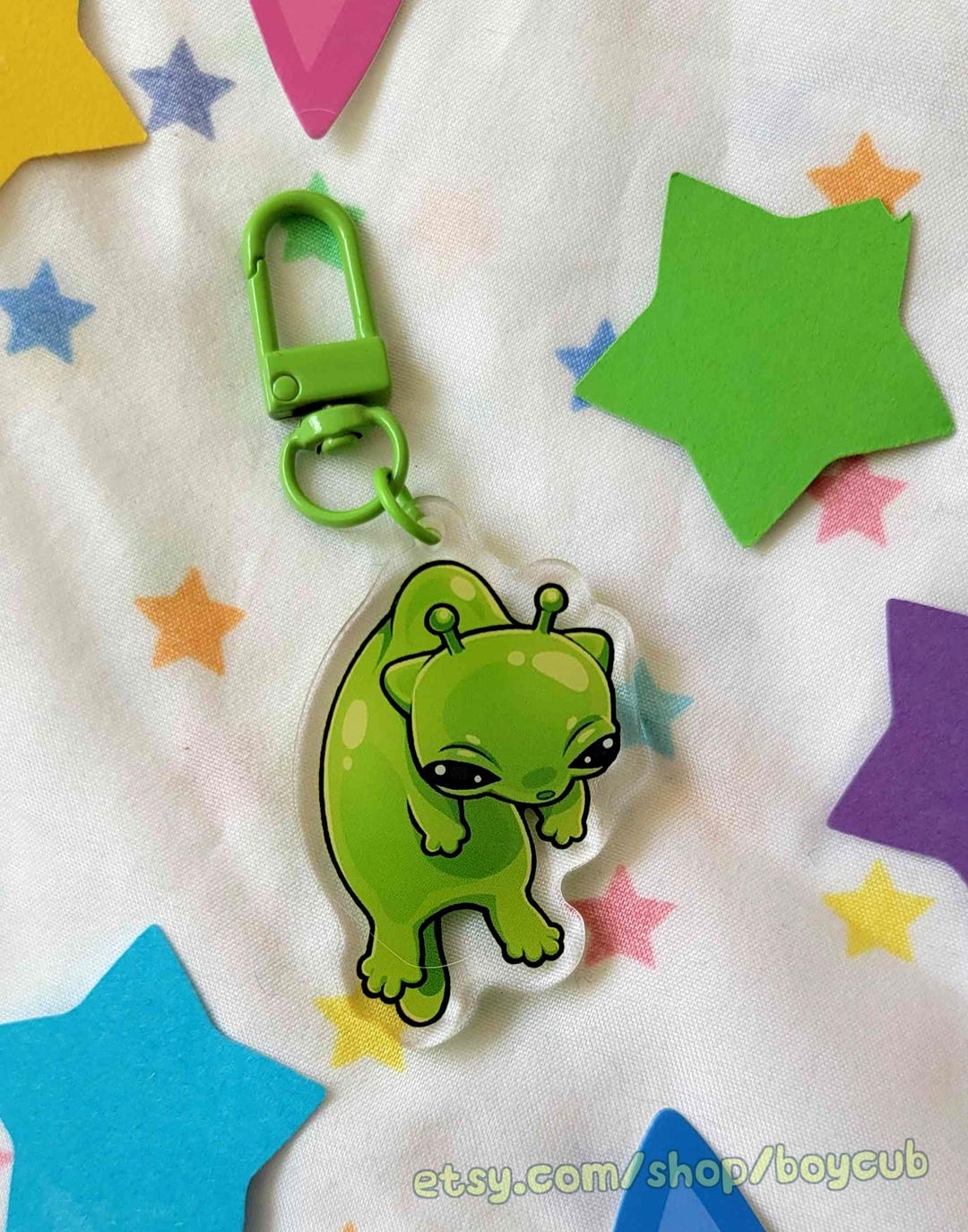 Goobab Funny Baby Alien Cat Fetus Dangle Acrylic Charm Keychain - Etsy