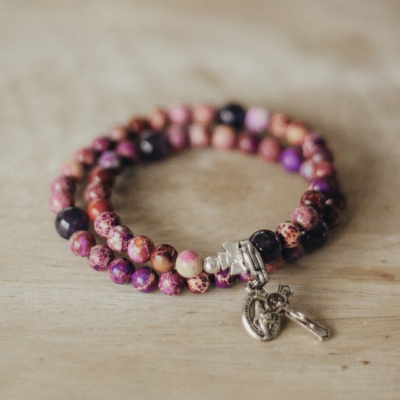 Chews Life Stretch Wrap Rosary Bracelet Penance purple Etsy
