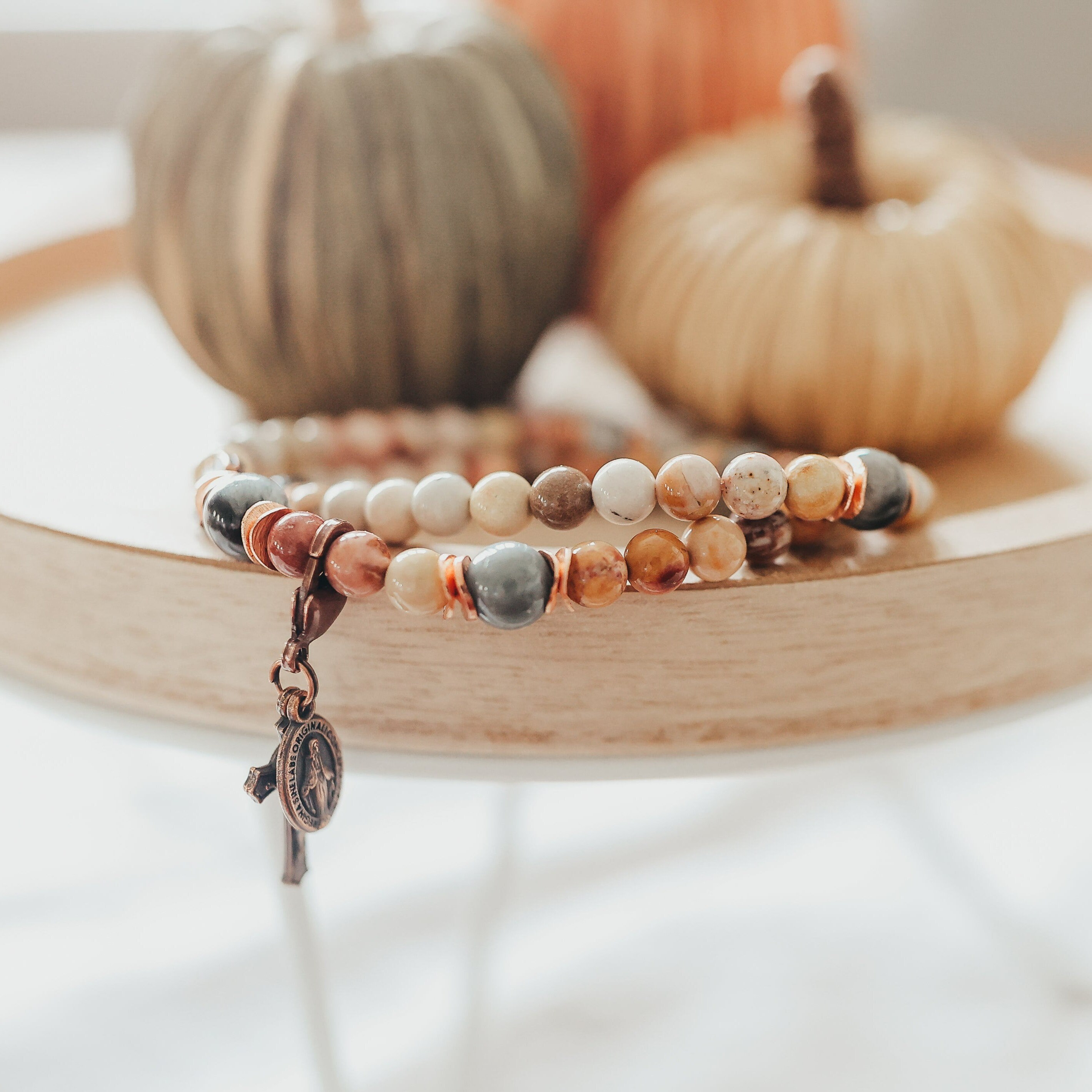 Stretch and outlet wrap rosary bracelet