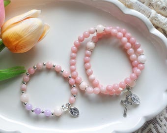 Mother Daughter Catholic Bracelet Set | Saint Thérèse | Mommy and Me Collection
