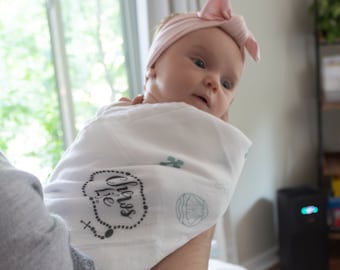 Baby Baptism Blanket and Muslin Swaddle | White | Bamboo & Cotton
