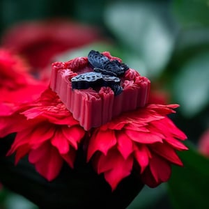 Buttery Fly Bar Soap Made with Shea and Coconut Butter Cherry Almond Scent Gift For Her Valentines Day Red and Black