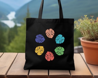 Torba Monstera Tote Bag Prezent dla Miłośnika Roślin Torba Plażowa Torba Na Zakupy Torba Roślinna Tote Bag Prezent dla Miłośnika Roślin Torba Monstera Rainbow Tote Bag Prezent Dla Dziewczyny Prezent Dla Mamy
