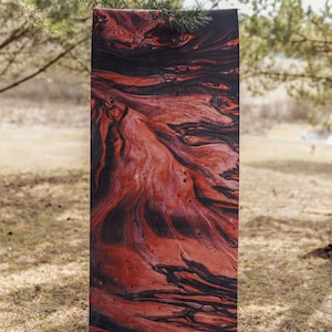 Yoga Mat, Vegan Suede and Natural Rubber, Non-Slip, 4mm Thick Mat with Carrying Strap, Unique, Nature Inspired Designs - Volcanic Veins