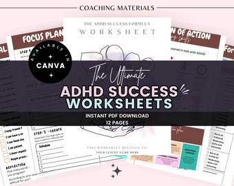 ADHD Success Formula Done For You Ebook, Workbook for ADHD Coach,Life Coach, Wellness Coach, Meditation Coach, ADHD therapist, Psychologists